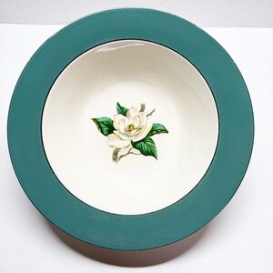 Vintage Homer Laughlin Cavalier Eggshell Gardenia Floral Serving Bowl B53N5 CV19